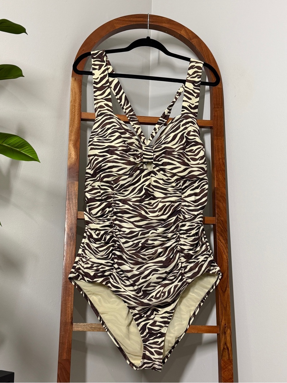 Torrid 3X Tan Brown Zebra Stripe One Piece Bathing Suit